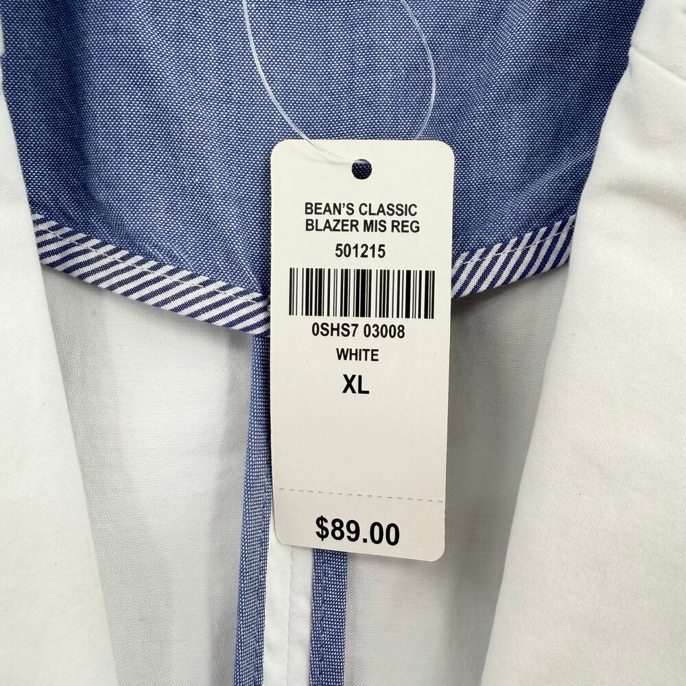 L.L. Bean NWT White Cotton Classic Transitional Single Breasted Pockets Blazer - Picture 6 of 8